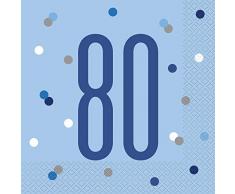 Unique Party- Serviettes de table en papier, 83562, Bleu/argenté