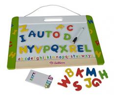 Eichhorn 100002577 Tableau aimanté à Suspendre avec Surface magnétique et Plateau magnétique pour Craie avec 26 Lettres magnétiques, 5 craies et 1 Stylo à Film Plastique Blanc 42 x 30 cm