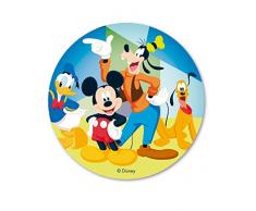 Dekora- Decoration Gateau Anniversaire Feuille Azyme avec Mickey Mouse et Ses Amis-20 cm Diametre, 114380