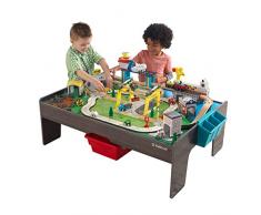 KidKraft 18026 My Own City Ensemble classique chemin de fer avec véhicules & table en bois pour enfant Kit de + 120 accessoires inclus - Avec EZ Kraft Assembly™