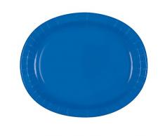 Unique Party - 31739 - Paquet de 8 Assiettes en Carton Ovales - Bleu Roi