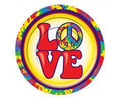 Forum Novelties X75803 hippie Décoration Assiette à dessert, Multicolore, taille unique