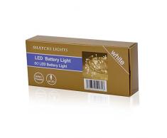 Guirlande lumineuse à 80 LED blanc chaud à piles.