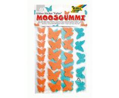 Glorex GmbH Folia 23793–Caoutchouc Mousse à Paillettes, Lot de 40 Autocollants Papillon Orange/Bleu Assortis