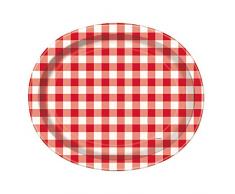 Unique Party 58718 - Assiettes en Carton Ovales - Fête à Thème Dété Vichy Rouge - Paquet de 8