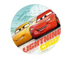 Dekora- Decoration Gateau Anniversaire Feuille Azyme avec Flash McQueen de Cars 3-20 cm Diametre, 114379