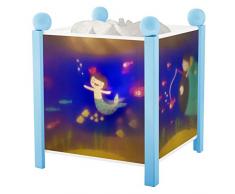 TROUSSELIER - Ninon Sirène - Veilleuse - Lanterne Magique -Idéal Cadeau de Naissance - Dessin animé - Point de Lumière rassurant - Couleur Bois Bleu - Ampoule 12V 10W inclue - Prise Electrique UK