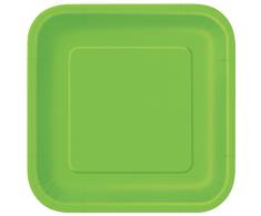 Unique Party - 31429 - Paquet de 14 Assiettes en Carton - 23 cm - Vert Citron