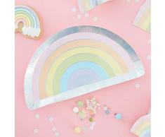 Ginger Ray Lot de 8 assiettes en papier en forme darc-en-ciel pastel
