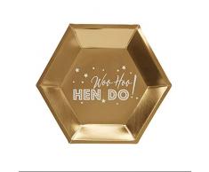 Neviti Woo Hoo Hen Do-Paper Plate-8 Pack Assiette en carton, 776100, doré, 27 x 27 x 0.5