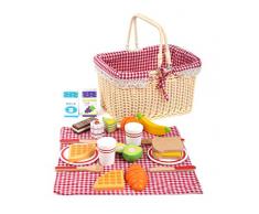 Small Foot- Panier Petit-déjeuner Couverture de Pique-Nique Assortie, Jeu de rôle/Accessoires de Cuisine Bois, Set de 27 pièces, pour Enfants à partir de 3 Ans. Jouets, 11186, Multicolore