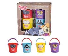 Rubo-Toys- Woezel & Pip Gobelets pour Le Bain Set 4 pcs, 1612U324-4, Multicolore