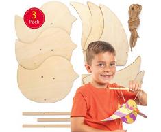 Baker Ross Kits de marionnettes Oiseaux en Bois (Paquet de 3) -Loisirs créatifs Enfants, AT557