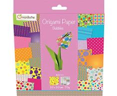 Avenue Mandarine 52506O - Un paquet de 60 feuilles Origami 20x20 cm 70G (30 motifs x 2 feuilles) et une planche de stickers incluse, Bubbles