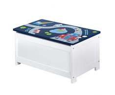 roba Coffre porte-jouets Pilote, coffre porte-jouets pour sasseoir et garder pour la chambre denfant, coffre voiture en bleu.