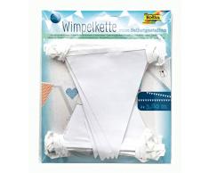 Folia 2374 – Guirlande de fanions, 3,80 m de Long, 15 fanions, Lot de 2, Blanc