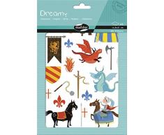 Maildor AE135O - Un sachet de gommettes Dreamy 6 planches 14,8x21cm, Chevaliers (120 stickers)