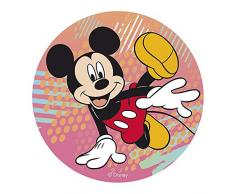 Dekora- Decoration Gateau Anniversaire Feuille Azyme avec Mickey Mouse-20 cm Diametre, 114378