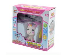 Kögler 54517 Mini Flyer Télécommande, Licorne volante avec effets lumineux LED et hélices Commande à la main, 6 ans, Multicolore - Version Allemande