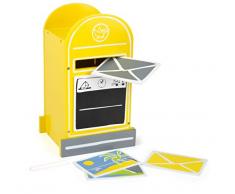 small foot 11188 Boîte aux lettres en bois, cartes postales sur lesquelles on peut écrire incluses, à partir de 3 ans
