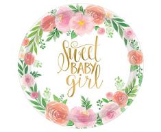 Amscan International 592165 papier et plastique Vaisselle, Assiette de 27 cm Floral bébé