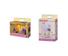 SYLVANIAN FAMILIES- Home Interiors Set Décoration Lampe Et Rideaux, 4268, Multicolore, Norme & Triple Bunk Beds Families Lits Superposés à 3 Couchettes Bébés-Poupées et Accessoires, 4448, Multicolore