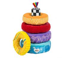 TOMY Lamaze - Jouet dActivités Pyramide Arc-en-ciel L27233, Peluche pour Bébé, Formes à Trier et Empiler, Jeu dÉveil Bébé, Jouet Éducatif, Convient dès 6 Mois+, pour Fille et Garçon