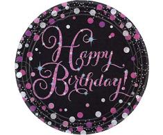amscan 9900571 23 cm Célébration Joyeux Anniversaire prismatique Assiettes en Papier