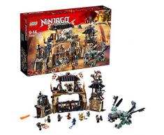 LEGO-La tanière du Dragon, Ninjago Comprend 3 Sections Amovibles Inclus 9 Figurines Jeu pour Enfant 9 Ans et Plus Construction, 70655, Multicolore