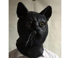 Le caoutchouc plantation TM 619219293525 Noir en latex Masque de chat Félin tigré Tom Animal Tête complète Halloween accessoire de costume, adulte, taille unique