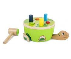 Small Foot- Jeu de Taper Tape sur la Tortue en Bois, certifiée FSC 100%, Design Unique grâce aux éléments Qui sautent à Chaque Jouets, 11221, Multicolore