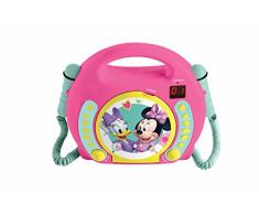 Lexibook Disney Junior Minnie Mouse Lecteur CD pour enfant avec 2 microphones jouets, prise écouteurs, à piles, Rose, RCDK100MN