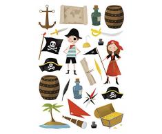 Maildor AE136O - Un sachet de gommettes Dreamy 6 planches 14,8x21cm, Pirates (138 stickers)