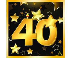 Forum Novelties-40th Birthday Napkins 13 (16 in pkt) Serviettes de table, X81898, Noir/doré
