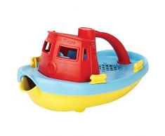 Green Toys - 66018 - Véhicule Miniature - Modèle Simple - Remorqueur avec Pont Bleu