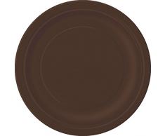 Unique Party - 38063 - Paquet de 8 Assiettes en Carton - 18 cm - Marron