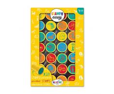 Aladine - Stampo Easy Animaux de la Savane - Kit de Tampons Pré-encrés Couleur - Jouets et Jeux Créatifs - Boîte de 28 Tampons Encrés - Dès 4 ans