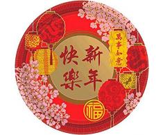 Amscan 591347 Lot de 8 assiettes en papier pour le Nouvel An chinois