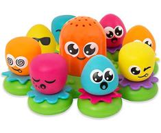 TOMY Toomies - Jouet de Bain Poulpy et Compagnie E2756, Pieuvre Multi Activités, Jeu deau Éducatif, Jouet Premier Âge, Jouet Éveil pour Bébé de 12mois+