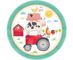 Amscan International 9904652 Amscan Lot de 8 assiettes en papier Motif barnyard 23 cm