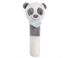 Nattou Hochet Stick Panda Loulou, Couinement, Loulou, Léa et Hippolyte, 8 x 11 x 20 cm, Blanc/Gris Foncé