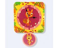 Dida – Horloge Pendule Murale en Bois Enfant – Faons – Horloge en Bois pour Chambre denfant