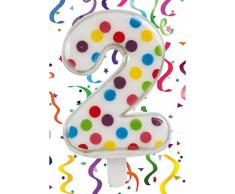 Guirca Bougie Chiffre 2 à Pois Idéal pour décoration gâteau - 6.5 cm