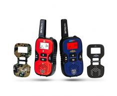 Dress Up America GoTalkie Ensemble de 2 assiettes à thème de soldat portables et 4 assiettes interchangeables à longue portée, radio à écran