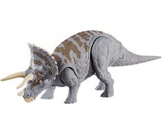 Jurassic World Grande figurine dinosaure Tricératops Double Attaque, coups de queue, de tête ou claquements de mâchoire, jouet pour enfant, GFG78