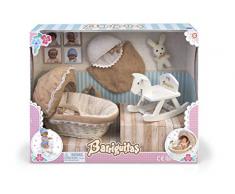Barriguitas- Nacelle et Cheval en Bois Accessoire poupée bébé, 700015558, Blanc