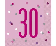 Unique Party- Serviettes de Table en Papier, 83569, Rose/argenté