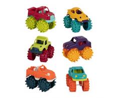 Battat – Mini Monster Trucks – Lot de 6 Mini camions pour Les Tout-Petits en Sac de Rangement pour 2 Ans +