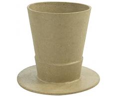 Décopatch AC797C - Un support en papier brun pulpé 10,5x10,5x9,5 cm, Vase chapeau waterproof
