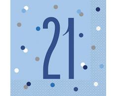 Unique Party- Serviettes de table en papier, 83556, Bleu/argenté